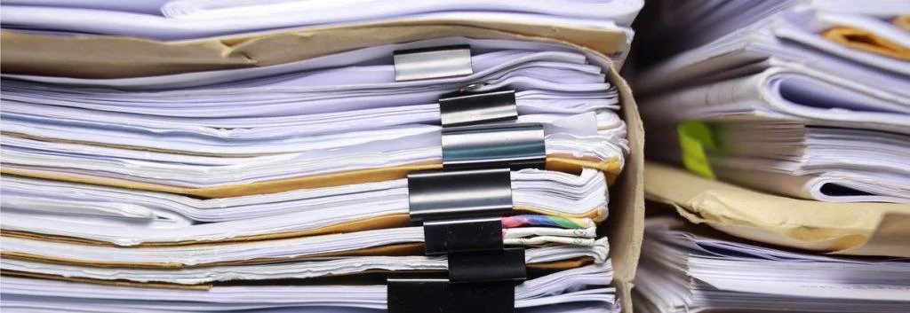 Organized legal paperwork and filing documents